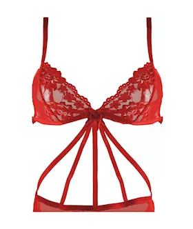 Red Criss-cross Lace Gartered Chemise