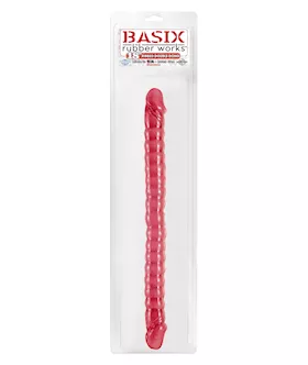 Basix 18 Inch Ribbed Double Dong Red