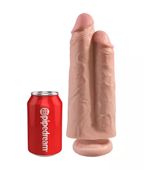King Cock 9 Inch Two Cocks One Hole Suction Cup Dildo