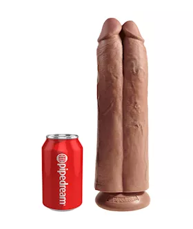 King Cock 11 Inch Two Cocks One Hole Suction Cup Dildo