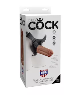 King Cock Strap-on Harness W 7 Inch Two Cocks One Hole