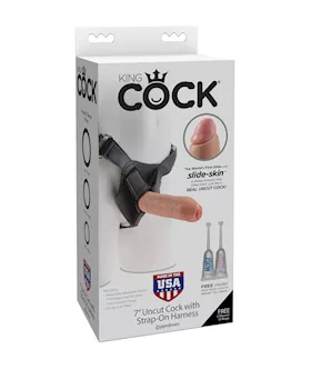 King Cock 7 Inch Uncut Cock Strap-on Harness