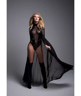 Adore Coco Sequin And Sheer High Neck Body Suit