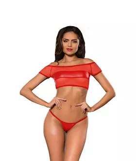 Off The Shoulders Top And G-string Set