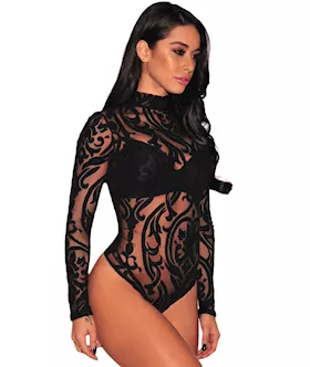 Sheer Patterned Bodysuit