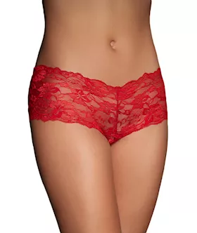Racy Red Boyshort With Lace-up Back