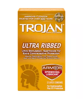 Trojan Ultra Ribbed Armor Spermicidal  12 Pack