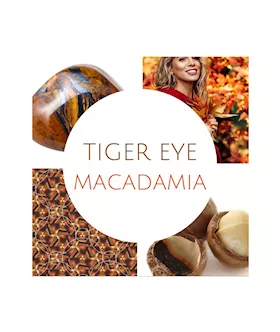 Organic Massage Oil With Stones Sachet - Tiger Eye Macadamia