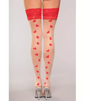Lace Top Sweetheart Thigh Highs - O/s