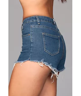 Looped In Distressed Denim Shorts
