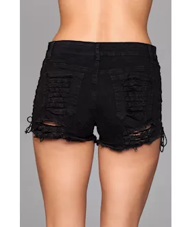 Looped In Distressed Denim Shorts
