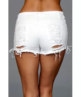 Looped In Distressed Denim Shorts