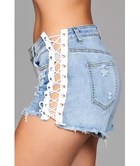 Looped In Distressed Denim Shorts