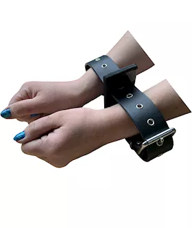 Bound X Adjustable Leather Strap Cuff 