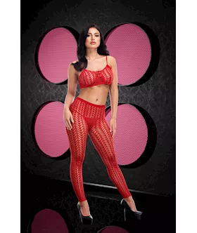 Jacquard Crop Top And Pants Set 