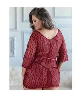 Allure Leopard Lace Robe With G-string