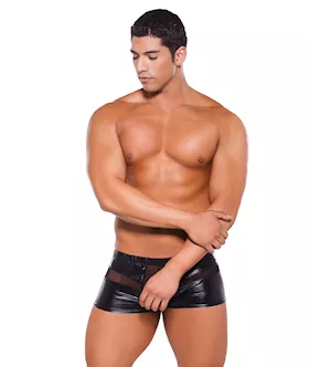 Zeus Wet Look Peek A Boo Shorts