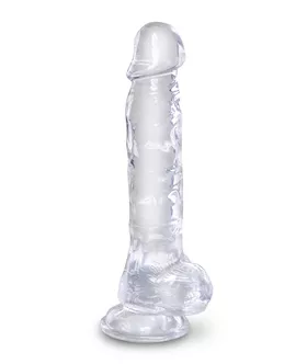 King Cock Clear Dildo with Balls  8 Inch