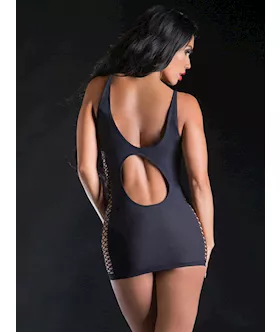 Strap Dress Mesh Sides With Wild Design 