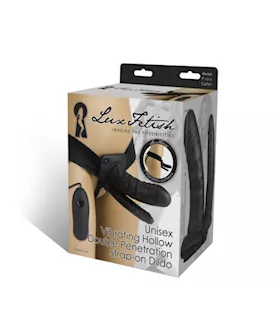 Unisex Vibrating Hollow Double Penetration Strap-on Dildo
