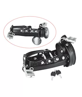 Gimp Cock Locking Chastity Sheath With Double Metal Cock Ring