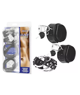 Locking Ball Stretcher, Cock Ring And Three-ring Cock Cage