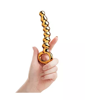 Lucent Magique Gold Glass Beaded Butt Plug