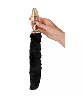 Frisky And Furry Glass Butt Plug With Tail