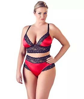 Floral Lace Trimmed Bra Set