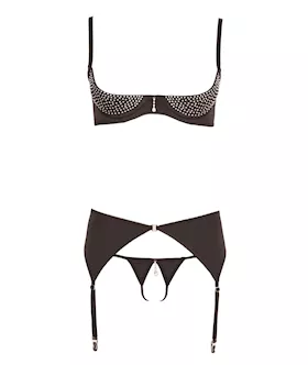 Rhinestone Shelf Bra Set