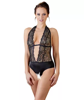 Deep V Crotchless Bodysuit