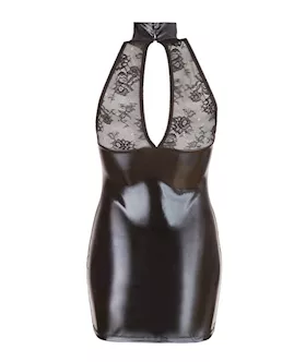 Wetlook Dress With Lace Insert