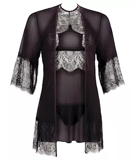 3 Piece Negligee, Kimono And Thong Set