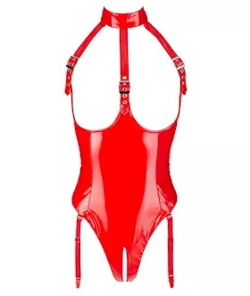 Cupless And Crotchless Vinyl Bodysuit