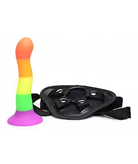 Proud Rainbow Dildo Harness - 7.2 Inch