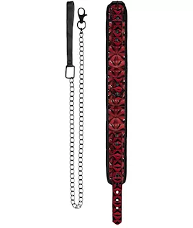 Luxury Collar With Leash- Burgundy