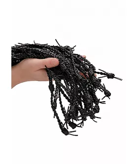 Leather Barbed Wire Flogger- Black