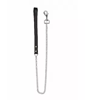 Leather Handle Chain Lead- Black