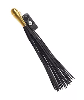 Bound X Leather Flogger With Bronze Grip Metal Handle