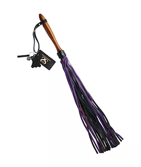 Bound X Calf Leather Flogger with Wooden Handle