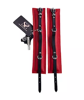 Bound X Padded Leather Ankle Cuffs With Thin Strap