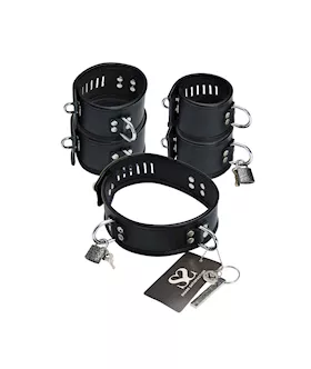 Bound X Asylum Leather Cuffs And Collar Set
