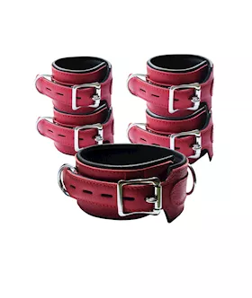 Bound X Ruby Leather Cuffs And Collar Set