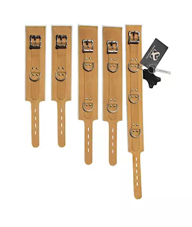 Bound X Caramel Leather Cuffs And Collar Set