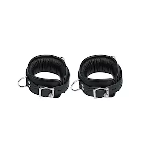 Bound X Padded Cuffs And Collar Set With Silver Hardware