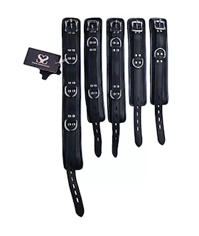 Bound X Padded Cuffs And Collar Set With Silver Hardware