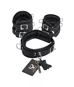 Bound X Padded Nubuck Cuffs And Collar Set