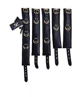 Bound X Padded Calfskin Cuffs And Collar Set