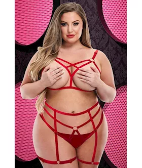 3 Piece Strappy Caged Bra Panty Set