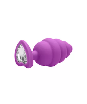Large Ribbed Diamond Heart Plug